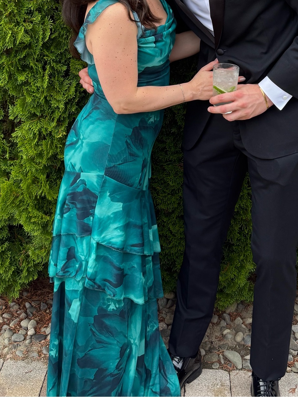 Emerald Green Ruffled Maxi Dress - Picture 3 of 3